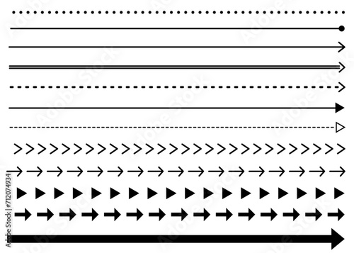 シンプルな飾り罫線・ライン・矢印のイラストセット（点線、矢印） 