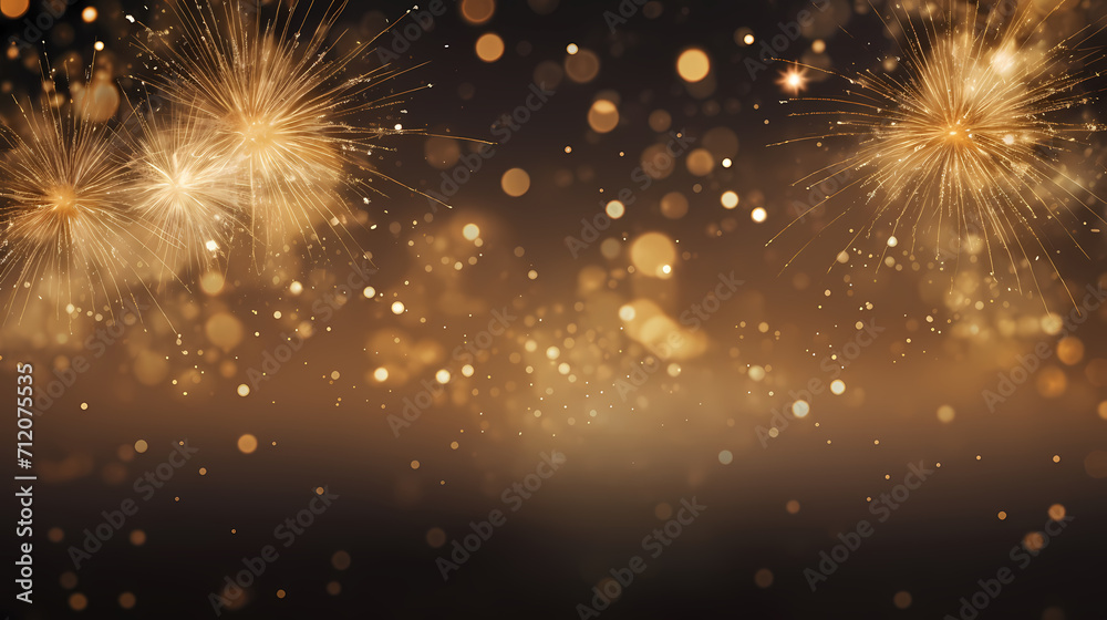 Fototapeta premium Happy New Year, burning fireworks with bokeh light background