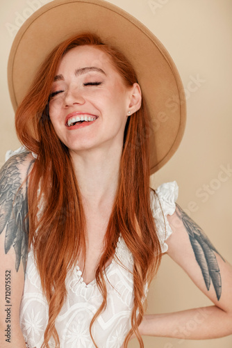Cheerful woman with ginger hair