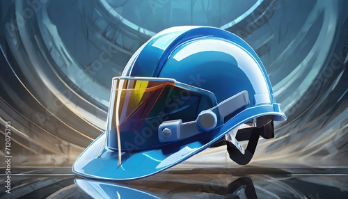 helmet and goggles, blue hard hat, blue hard hat, Modern blue hard hat protective safety helmet,