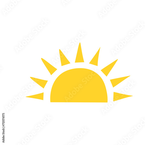 Hand drawn Yellow sun vector illustration 