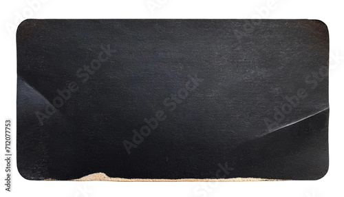 Black old paper sticker texture isolated on transparent backgorund photo