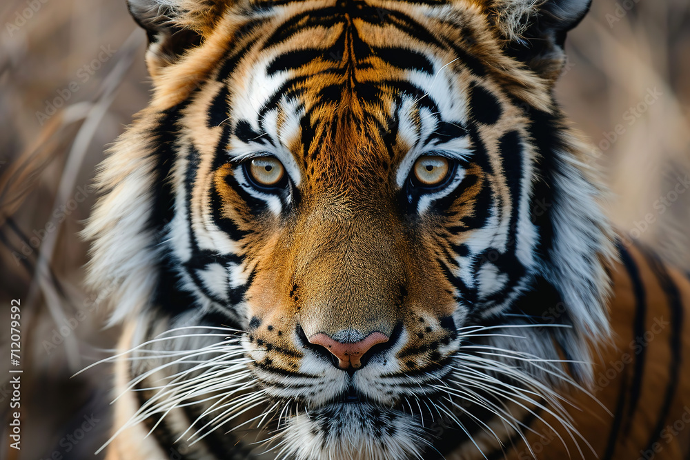 close-up tiger's beauty and distinctive features captivating eyes close-up tiger's beauty and distinctive features captivating eyes