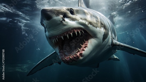 Majestic Great White  Capturing the Grandeur of a Shark in Photography