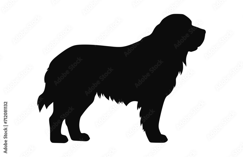 Saint Bernard Dog vector black Silhouette isolated on a white background