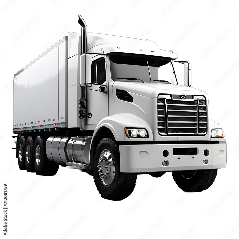 White cargo truck transportation on a white transparent background,generative AI