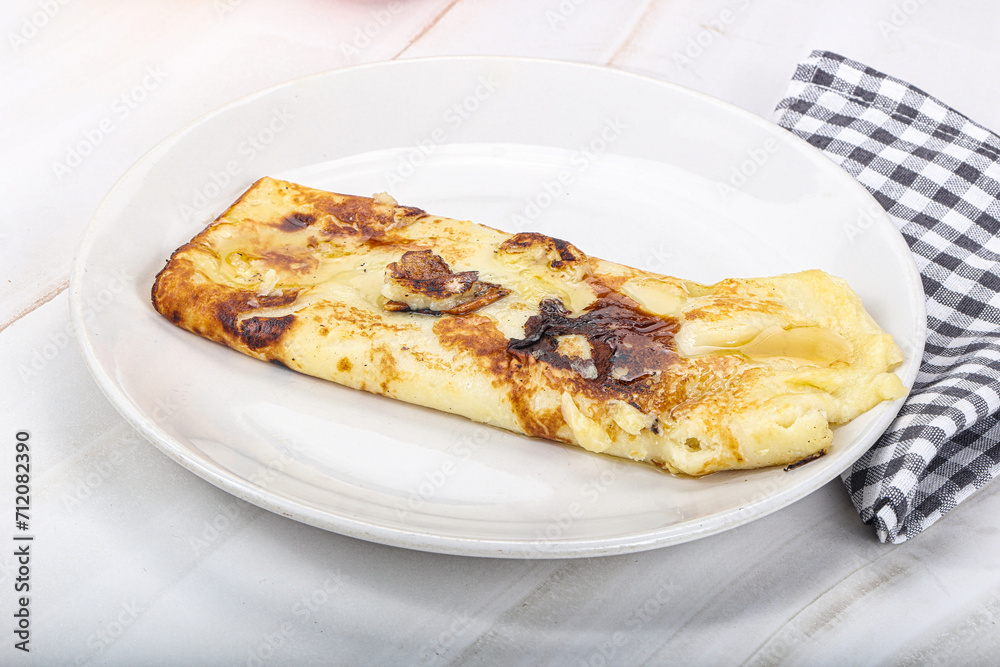 Sweet pancake with banana and honey Sweet pancake with banana and honey