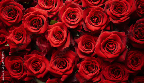 Natural red roses background  flowers wall. valentines day