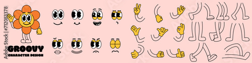 Mascot character elements. Vintage character elements.
