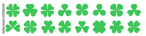 Clover shapes. Clover icon set. Shamrock icons. Shamrock shapes.