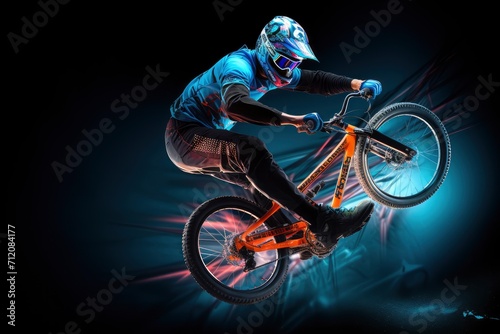 BMX Rider Performing Stunt on black background