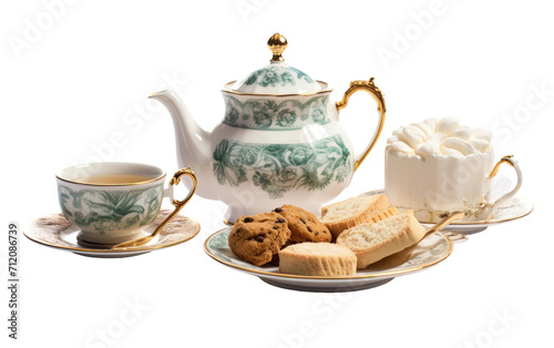 An English Afternoon Tea Set for Sophisticated Indulgence on White or PNG Transparent Background