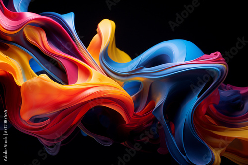 Graphic resources of colorful goo  smoke  mist  cloud or dye  paint floating in water or levitating in air. Abstract  minimalist and surreal background with copy space