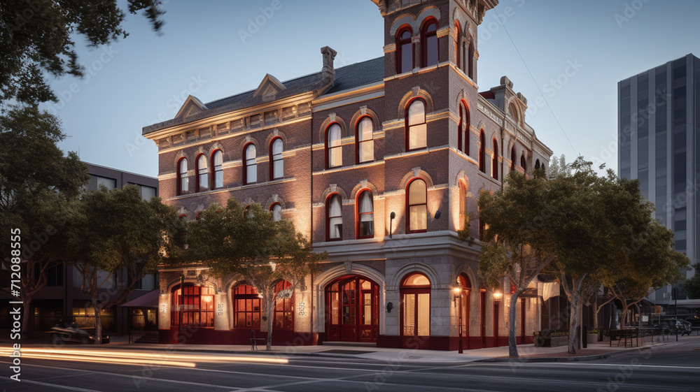 A historic renovated firehouse turned boutique luxury hotel