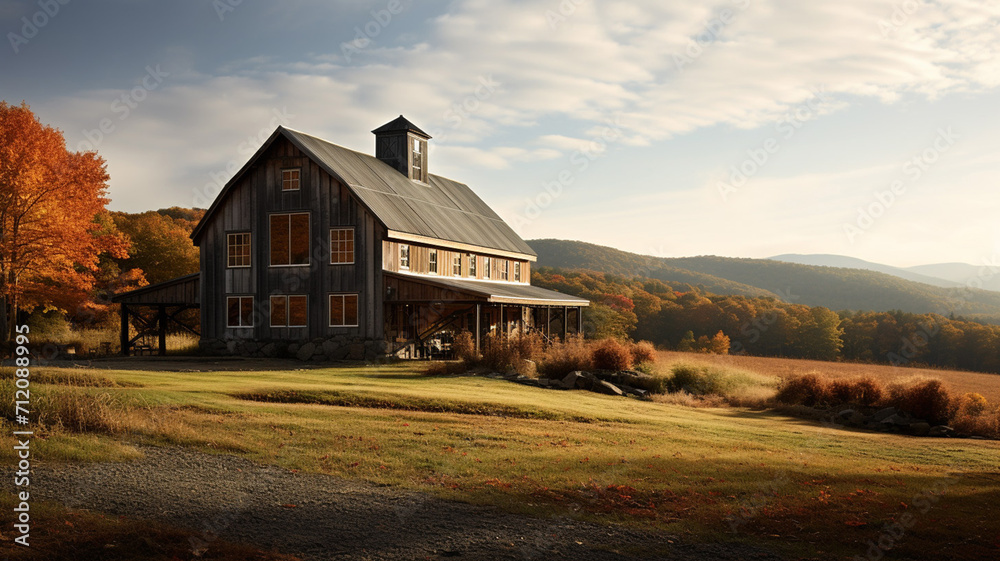 A property large rustic barn conversion in rural Vermont - obrazy, fototapety, plakaty 
