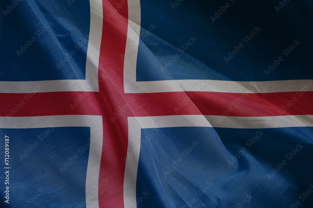 Fototapeta premium national wavy fabric flag of ICELAND