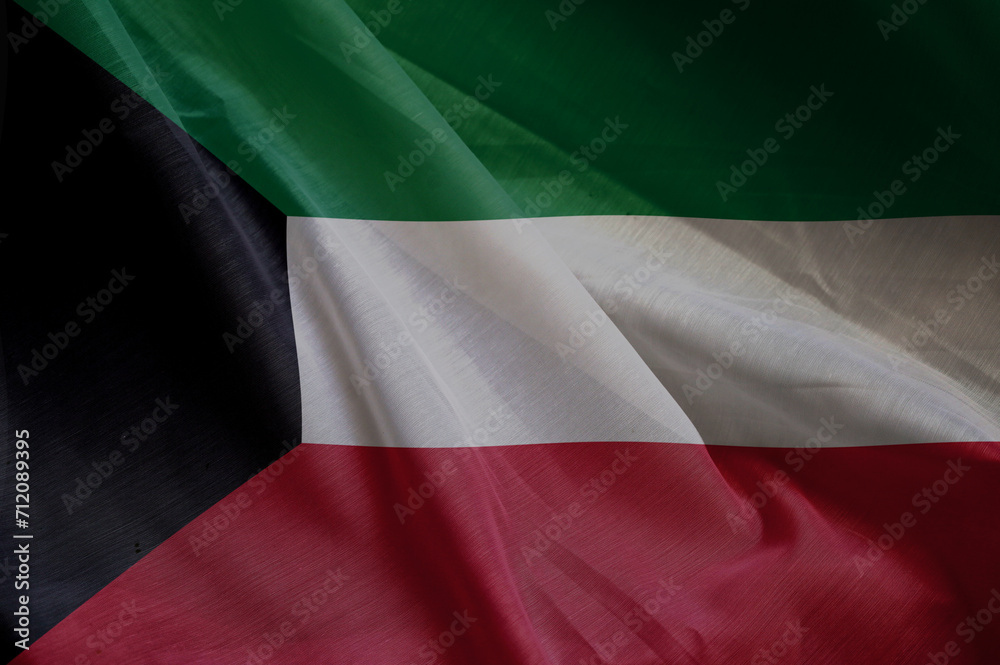 Fototapeta premium national wavy fabric flag of KUWEIT