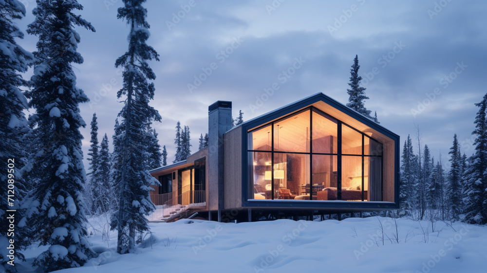 A minimalist off-grid cabin in the Canadian wilderness structures