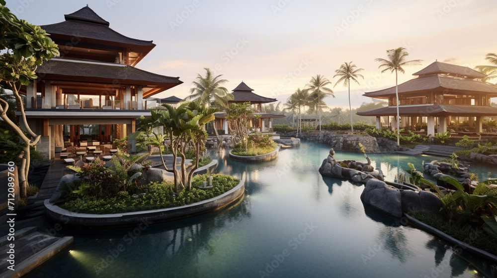 A sprawling luxury spa resort in Bali tranquil