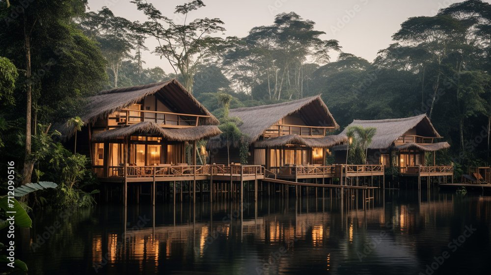 Amazon Rainforest Eco-Lodge Built entirely from local