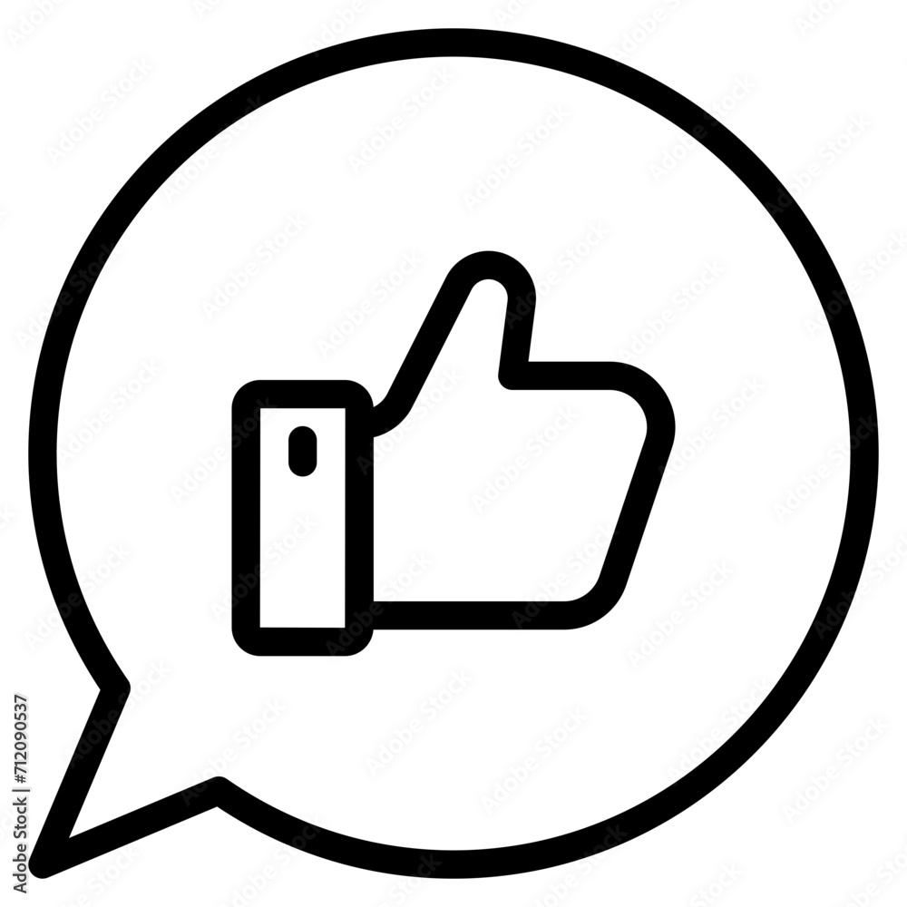 good review, thumb up with speech bubble