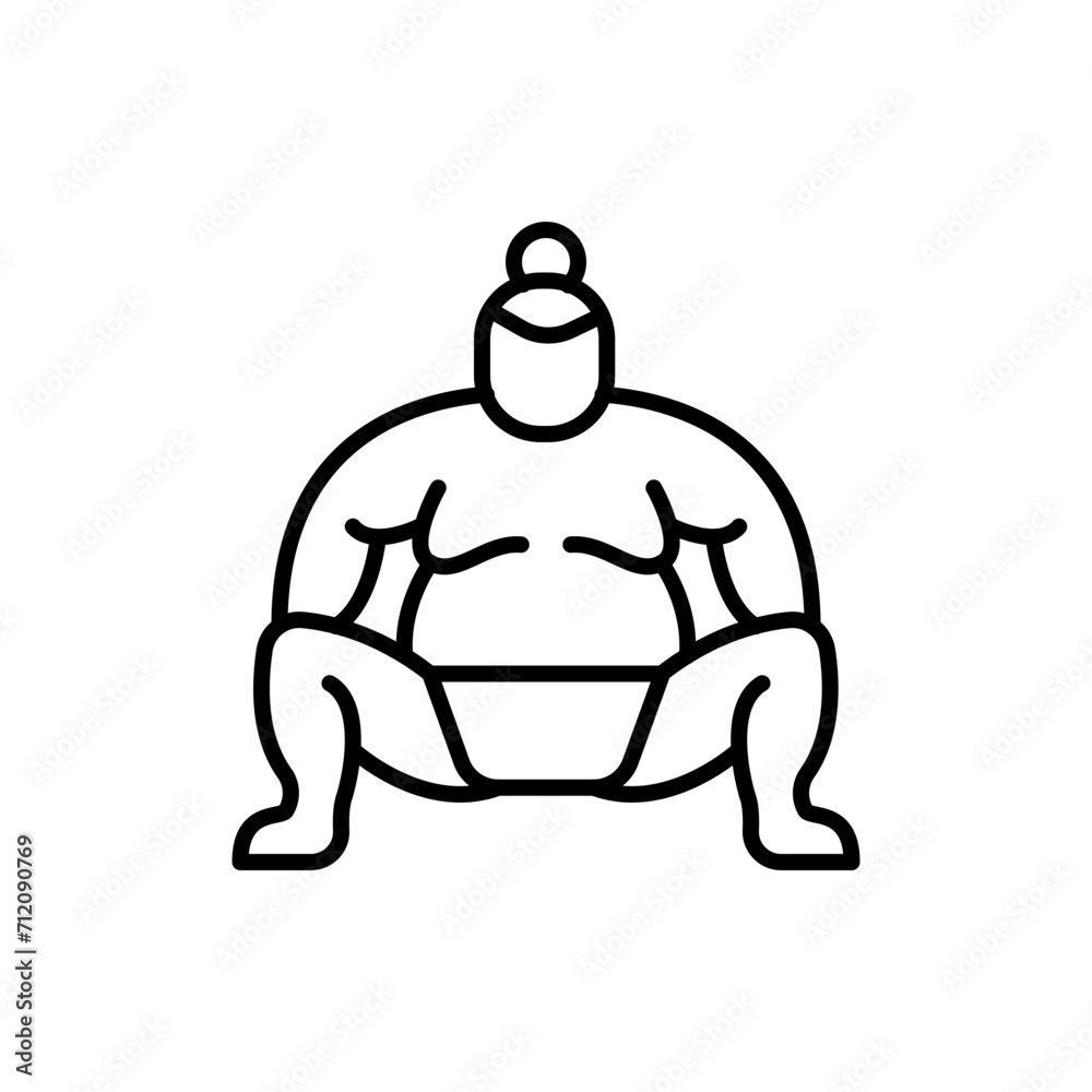 Fototapeta premium Sumo outline icons, minimalist vector illustration ,simple transparent graphic element .Isolated on white background