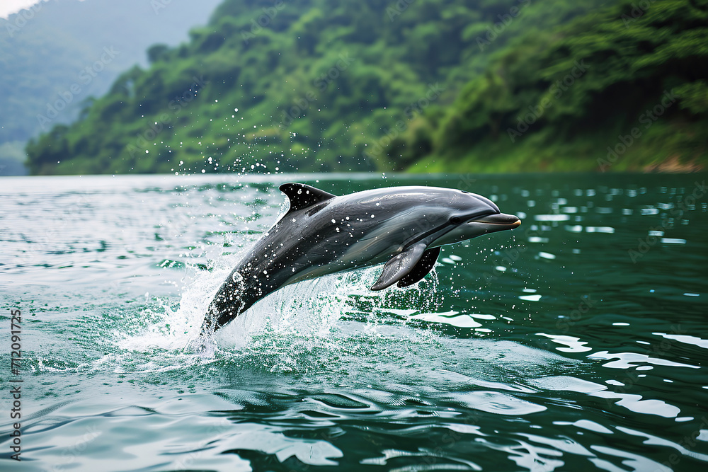 Obraz premium porpoise swimming gracefully in the Yangtze River.