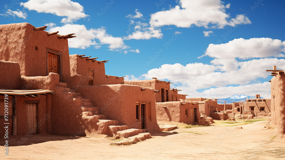 New Mexico Adobe Pueblo This traditional pueblo feat history dessert - obrazy, fototapety, plakaty 