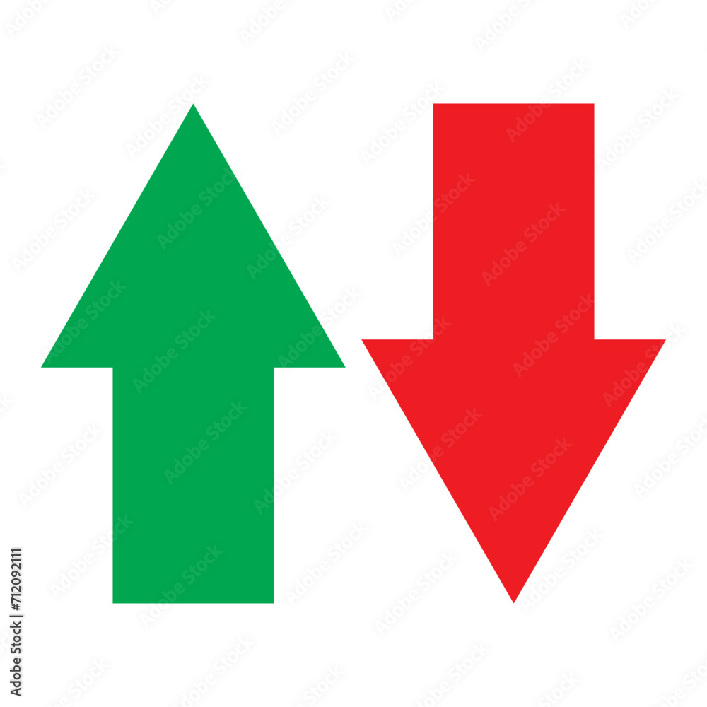 Simple up and down arrows. Upward, downward arrows in green and red. Used in various webs ,templeates etc. Isolated in white background in eps 10. Simple up and down arrows. Upward, downward arrows in green and red. Used in various webs ,templeates etc. Isolated in white background in eps 10.