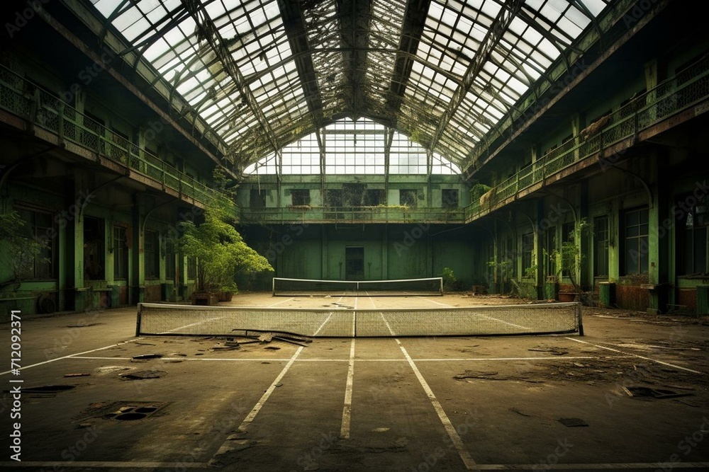 Empty tennis court. Generative AI