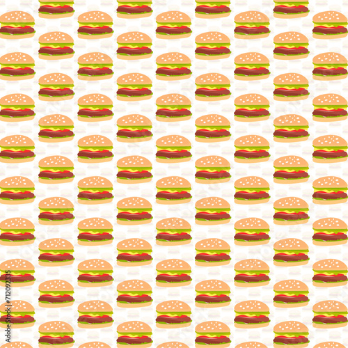 Food pattern design background.  Burger Vector illustration.