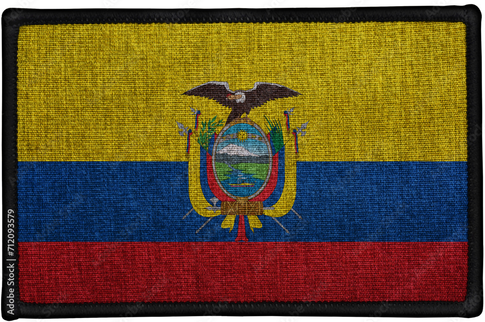 Fototapeta premium embroidered country flag sewn patch of ECUADOR