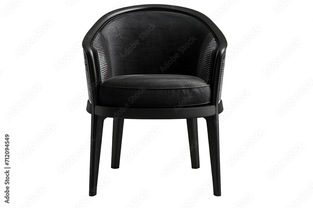 Fototapeta premium Isolated Black Leather Chair in Stylish with Wooden Elements, Ideal for Comfortable Home or Office Seating