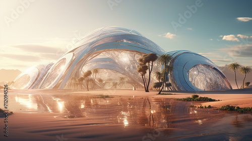 Digital Dunes Oasis A desert based miragelike structure architecture photo