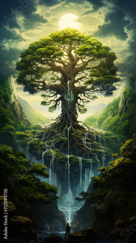 the world tree yggdrasil - old norse world ash, tree of life 