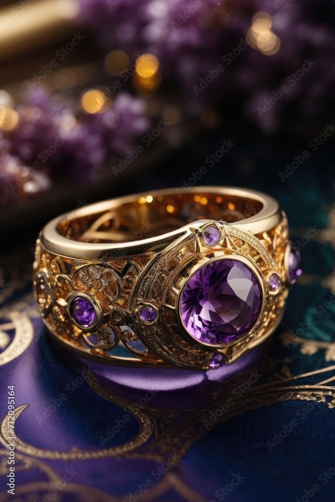 AI-Generated Amethyst Cyberpunk Ring - Digital Artwork AI-Generated Amethyst Cyberpunk Ring - Digital Artwork