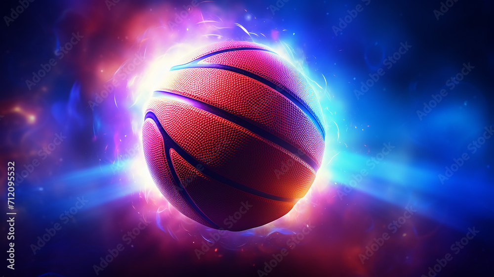 basketball on the colorful glow background