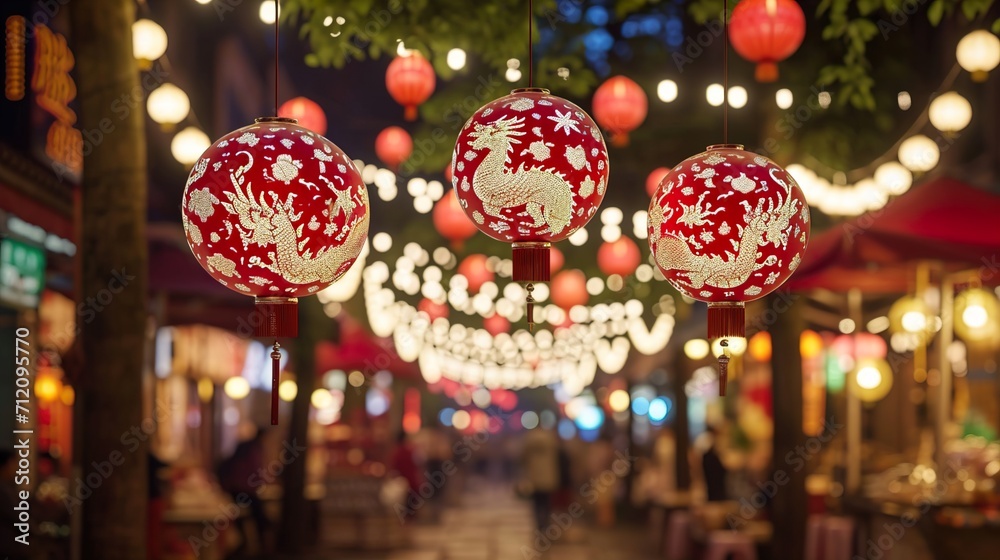 chinese lanterns at night