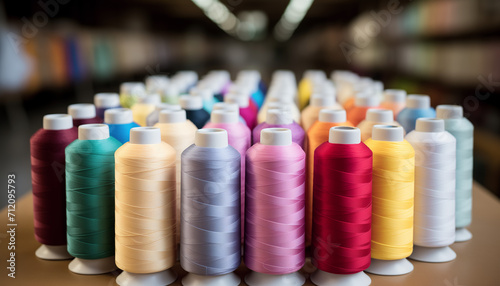 colored cotton thread, thread in paper tube photo