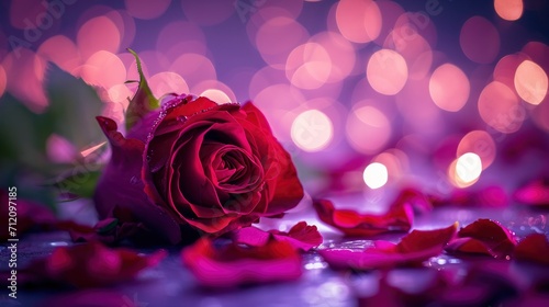 Macro shot of a red rose on a Soft Lights Bedroom Romance