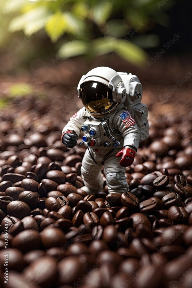 AI-Generated Macro Photography: Astronaut Lost in a Sea of Coffee Beans - Digital Artwork AI-Generated Macro Photography: Astronaut Lost in a Sea of Coffee Beans - Digital Artwork