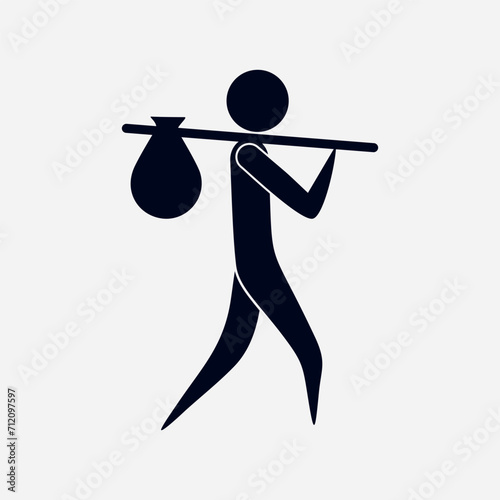 Silhouette of a homeless man. Homeless symbol.