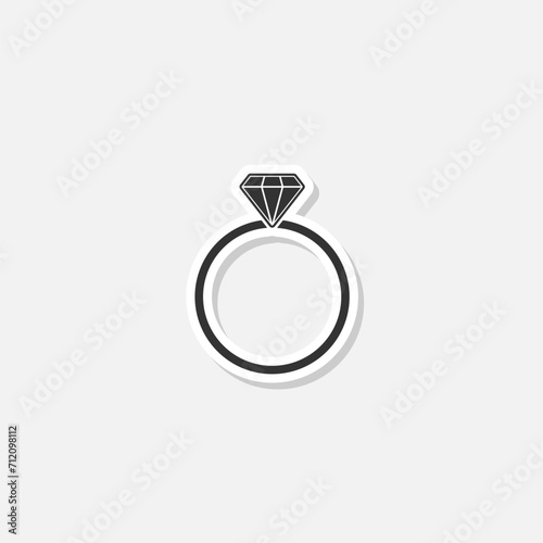 Diamond engagement ring icon sticker isolated on gray background
