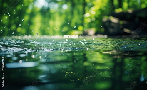 Crystal clear water with gentle green bokeh capturing the essence of an expansive and open waterscape, nature and water picture