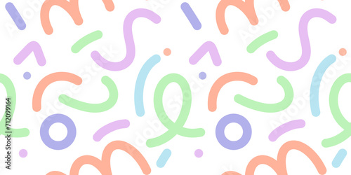 Murais de parede minimal doodle pastel colourful cute funny simple line seamless pattern childish