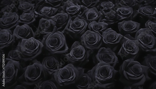 Multitude of black roses landscape background  #712099306