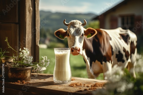 Photo of a glass of a cow's milk