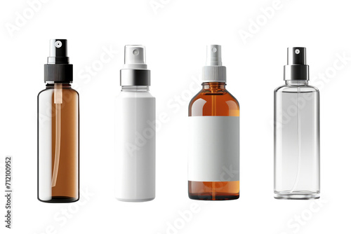 Set of spray bottle isolated on transparent background.