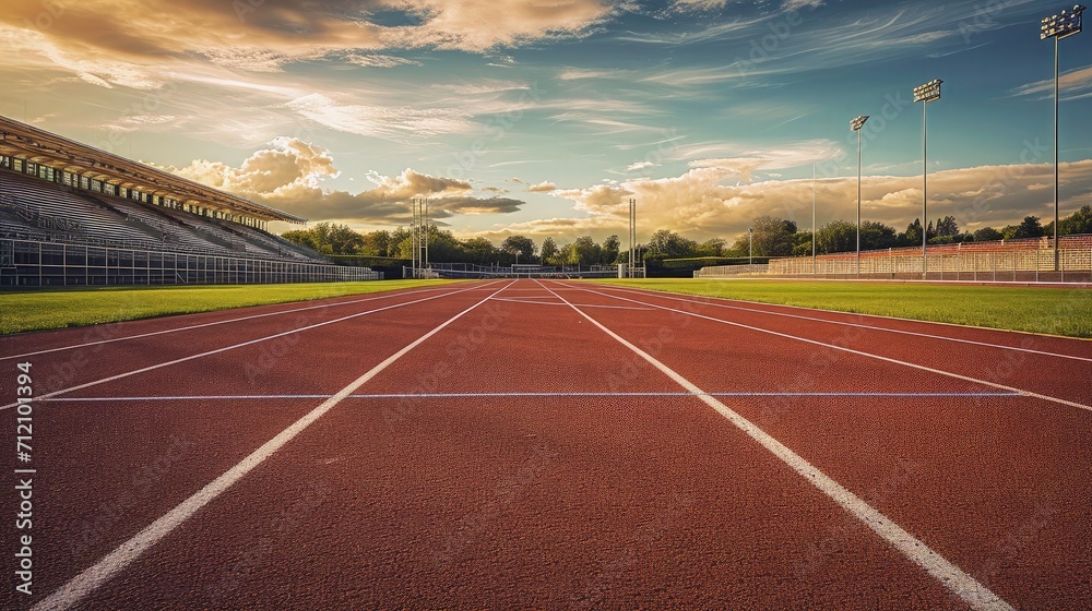 smooth surface running track, Athletics stadium, ready for runners 