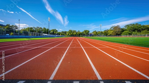 smooth surface running track  Athletics stadium  ready for runners 